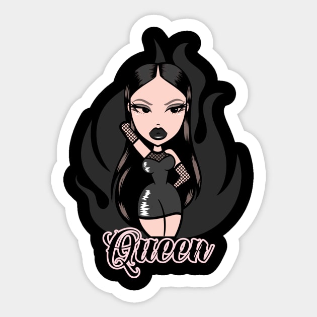Queen Girl Doll - Black-Out Sticker by Just In Tee Shirts